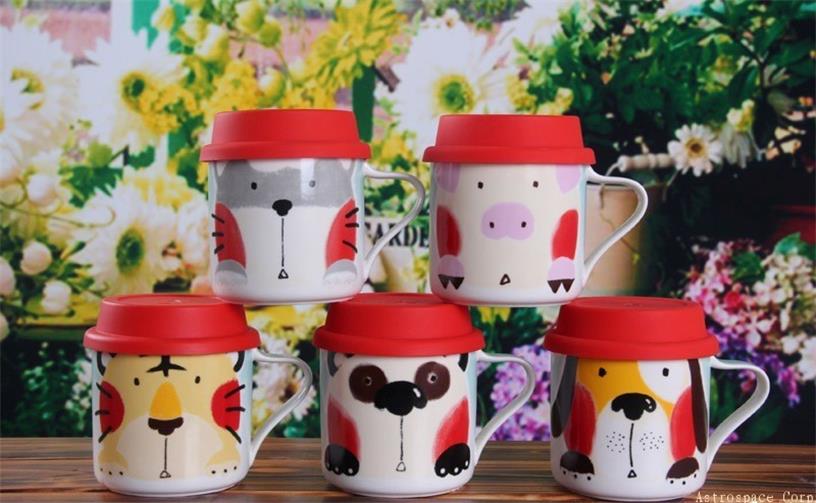 Five cute animal cups
